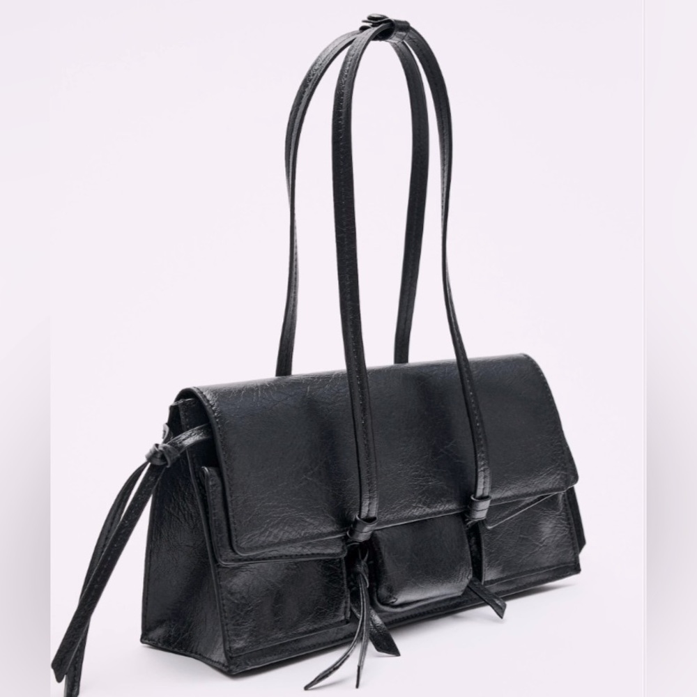COPY - Zara Black Leather Shoulder Bag